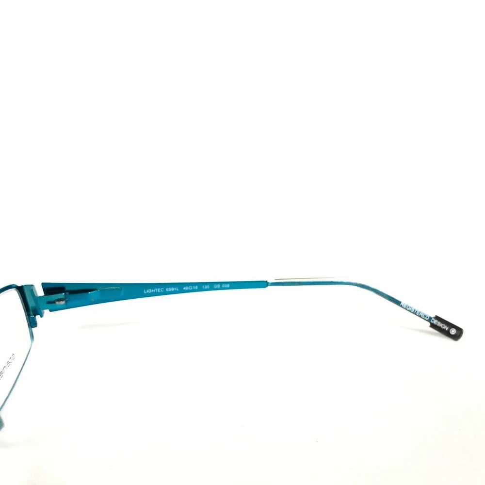 Morel Eyeglasses Frames Lightec 6591L GB 036 Blue Silver Rectangular 49-16-135